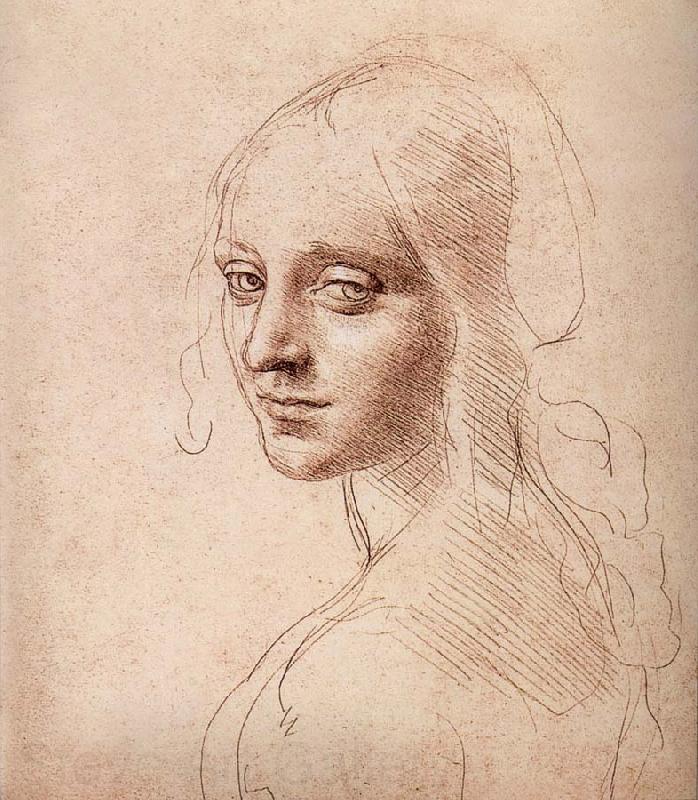 LEONARDO da Vinci Study fur the head of a Madchens France oil painting art
